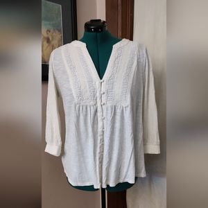 ANA XL White Button Down Blouse